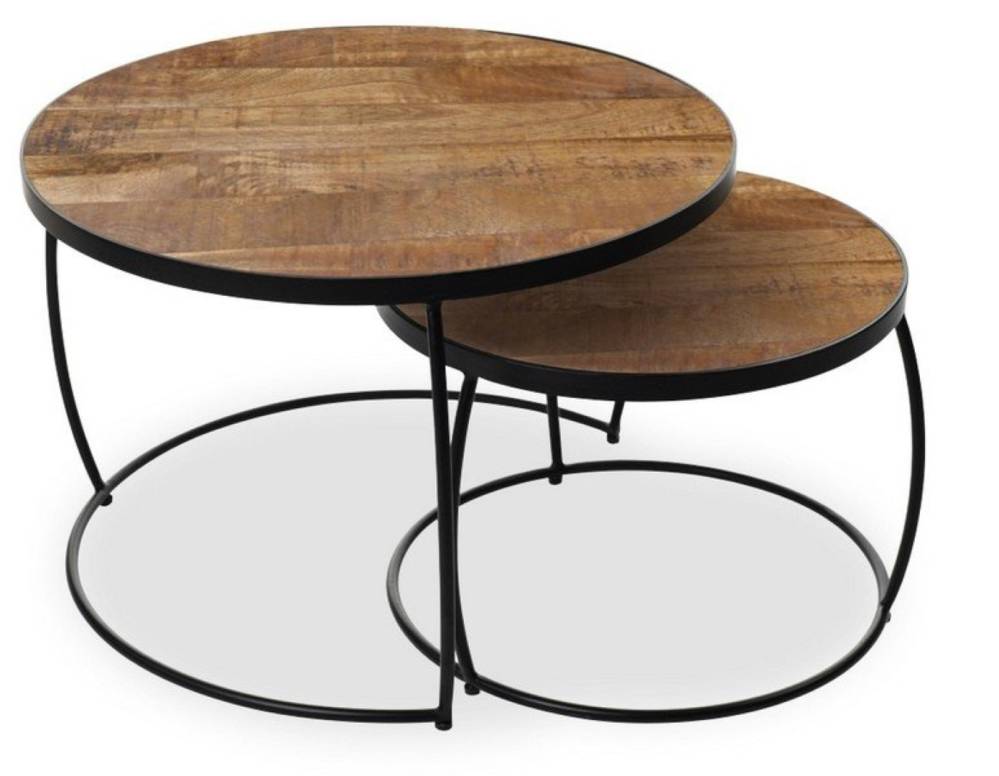 set-de-2-tables-basses-rondes-bois-exotique-et-metal